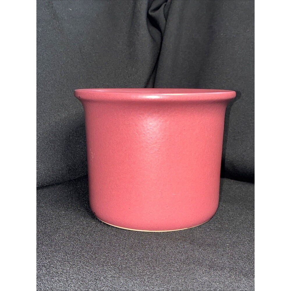 60's Scheurich Red Satin Crock Planter Pot 907-15 W Germany Mid Century  4-3/4”